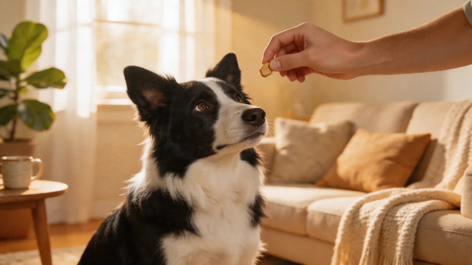 Border collie focused during training