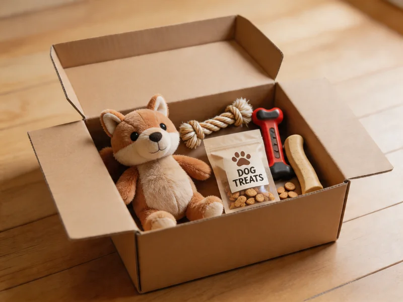 BarkBox subscription box with toys and treats spilling out